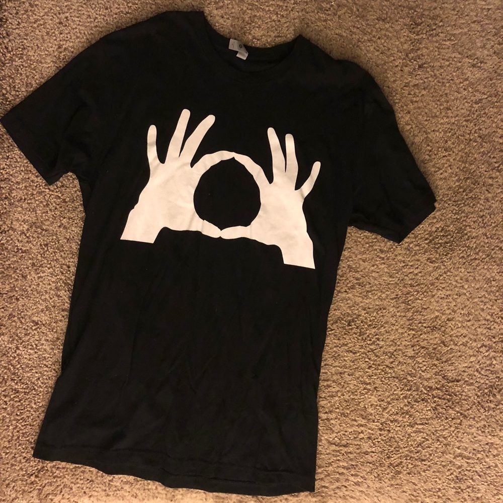 Black and white 3OH!3 hand tee